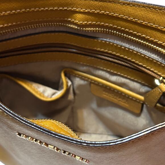 Michael Kors Jet Set Large Crossbody Messenger Bag Saffiano Leather Amber Yellow - Picture 7 of 14